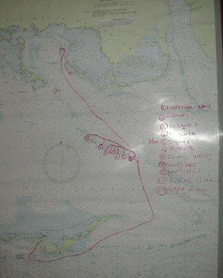 This is a photo of the dive itinerary for the weeks dive.