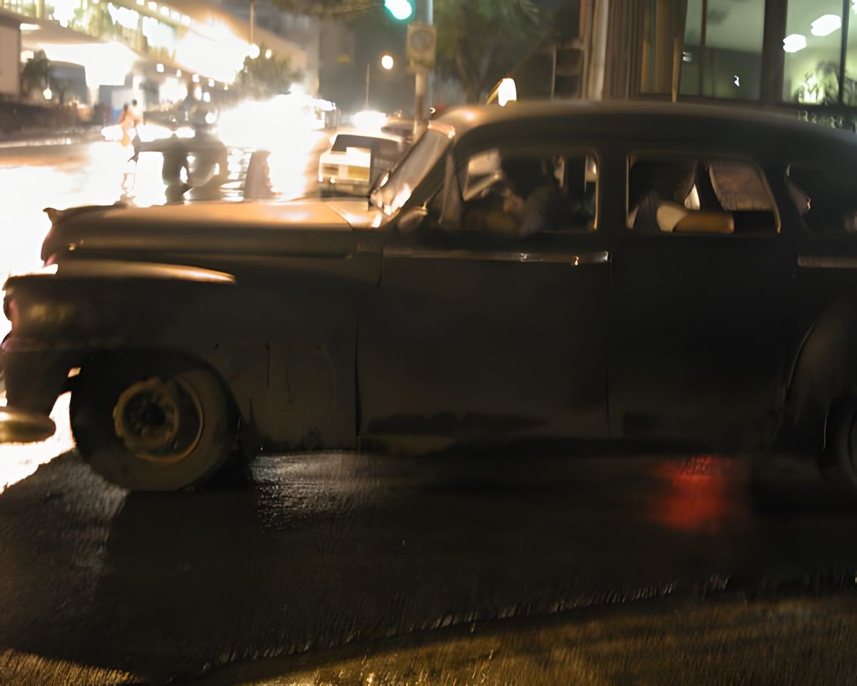 Private cab at night