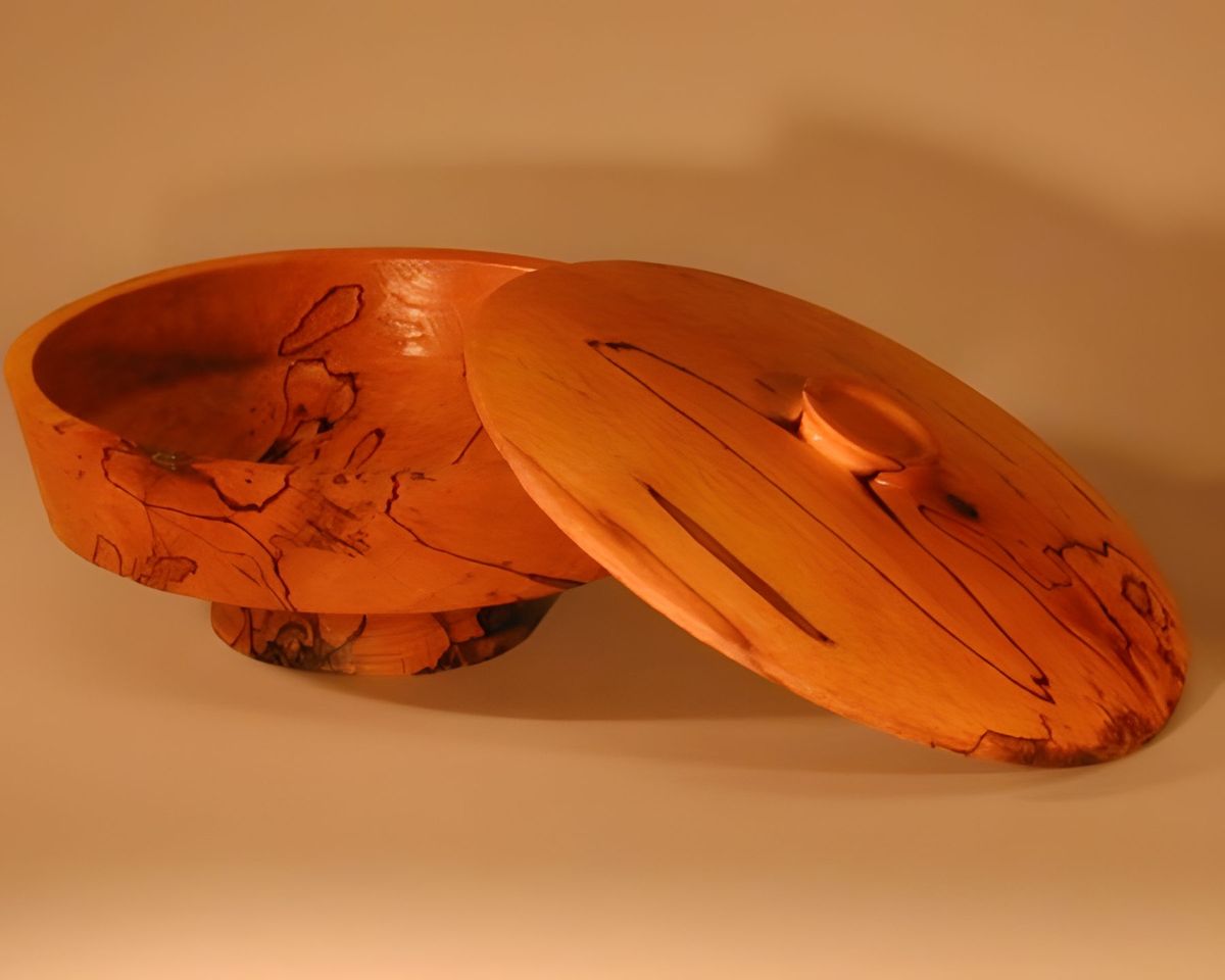 Spalted beech bowl and cover from same piece of wood.