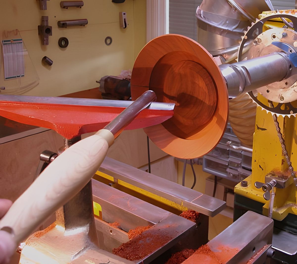 I then locate the inside bowl face and proceed cutting until there is .100" holding the rim to the bowl This is…