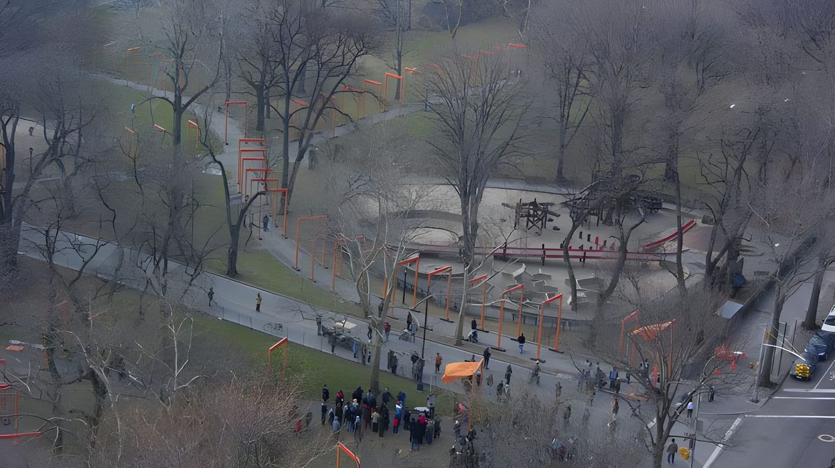 The idea was to unfurl the banners like dominoes.